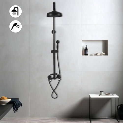 Exposed Shower Faucet Set System Rainfall Shower Head Combo Mixer Wall-Mounted