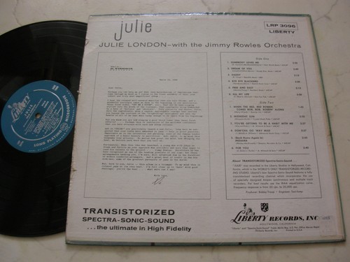 Julie London Same US Original 1st Pressing LP 1956 - Picture 2 of 2