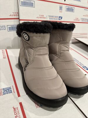 Hsyooes Women Warm Fur Lined Winter Snow Ankle Boots Waterproof Size 7.5/39