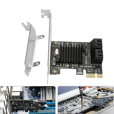 USB 3.0 PCI-E to 4 External Ports SATA III Expansion Card SSDs Adapter uP 6Gbps