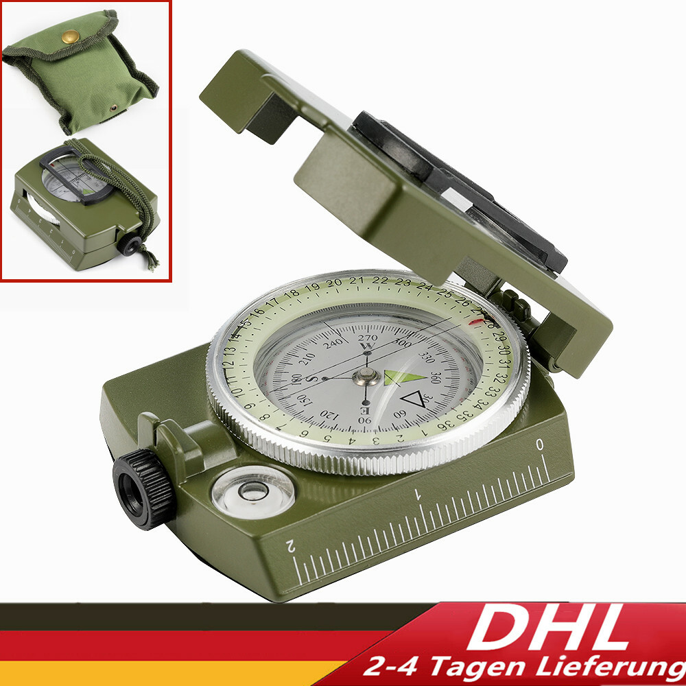 BW Bundeswehr Armeekompass mit Etui oliv Kompass Metallgehäuse Marschkompass