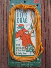 Vtg Poly Tuff DEER DRAG Cording 12 ft / 200 lb w/Field Dressing Diagram