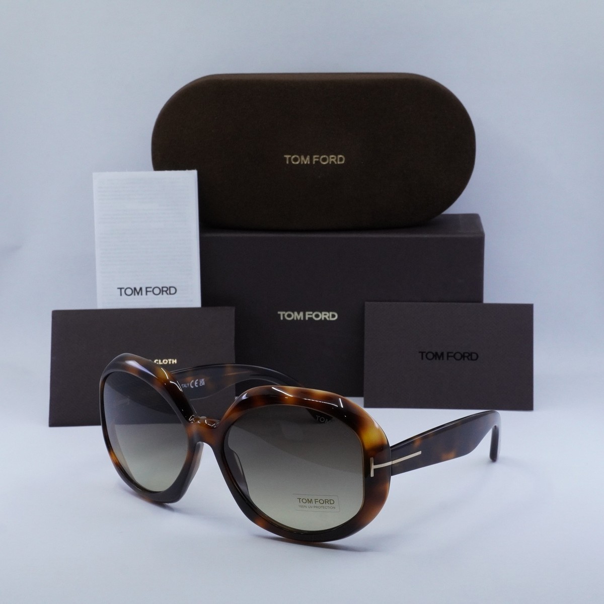 TOMFORD ラウントフレムサンクラス FT1010 52B TOM FORD FT1011 52B Dark Havana/Brown Gradient 62-17-135