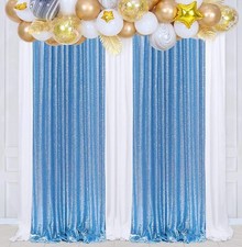 Baby Blue Sequin Backdrop Curtain 2 Panels Blue Sequin Backdrop 2FTx8FT Sequi...