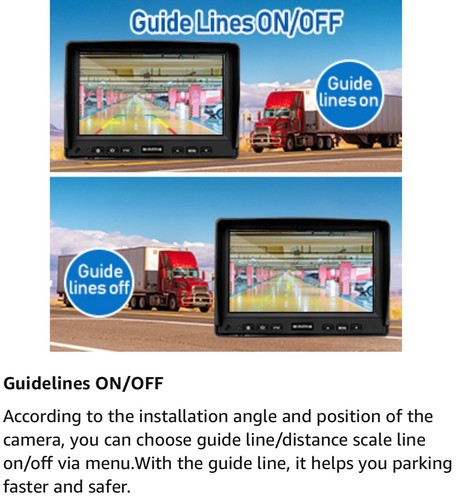 YEDDY Backup Camera for Truck RV,Back up Camera with Screen Kit HD 1080P 7inch R - Picture 12 of 17