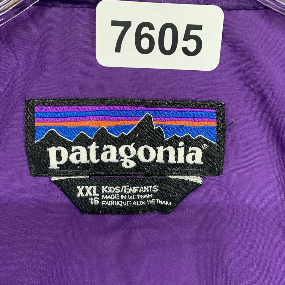 Chaqueta delgada Patagonia Puffer púrpura para niña 2XL (16-18) PermaLoft bolsillo con cremallera completa Foto 3 de 4