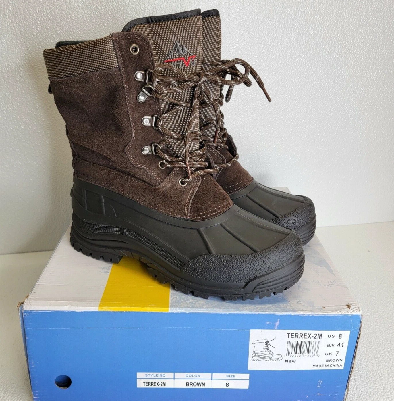 NORTIV 8 Men's Boots Brown Size 8 Terrex-2M Insulated Waterproof Work Winter
