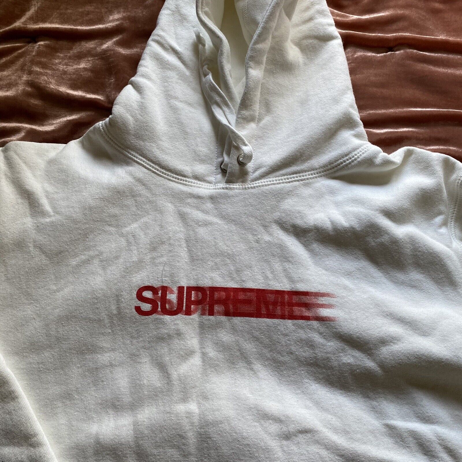 New Supreme Motion Logo Hoodie Hooded Sweatshirt White Medium W/ Accessories