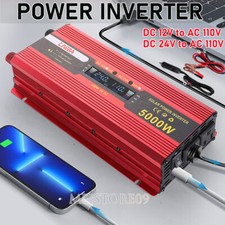 5000W Caravan Van Converter Power Inverter DC 12V To AC 110V LCD US Socket USB