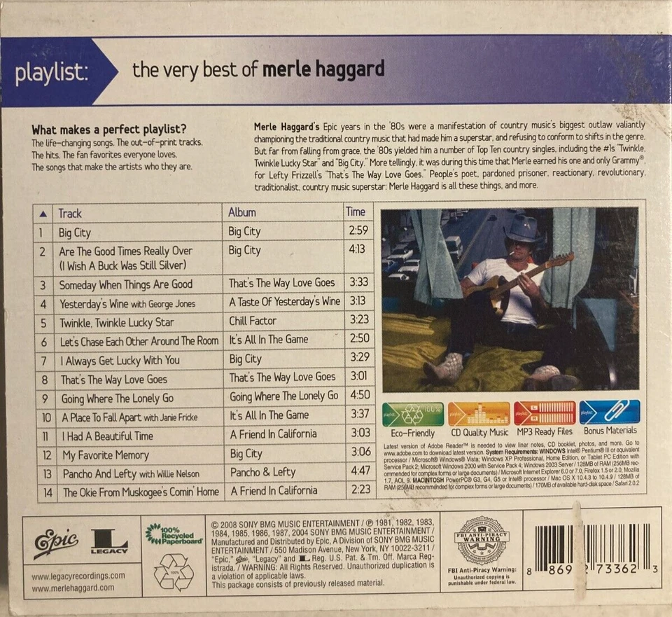 MERLE HAGGARD - Playlist: The Very Best Of CD Digipak 2008 Legacy - Image 2 of 2