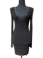 Early 2000's Vintage Guess, Black, Plunging Neckline Dress, M