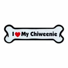 Magnet, Dog Bone, I Love My Chiweenie (Chihuahua, Dachshund Mix), 7" x 2"