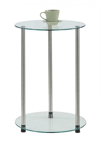 Convenience Concepts Designs2Go 2-Tier Round End Table, Stainless Steel - Picture 3 of 5