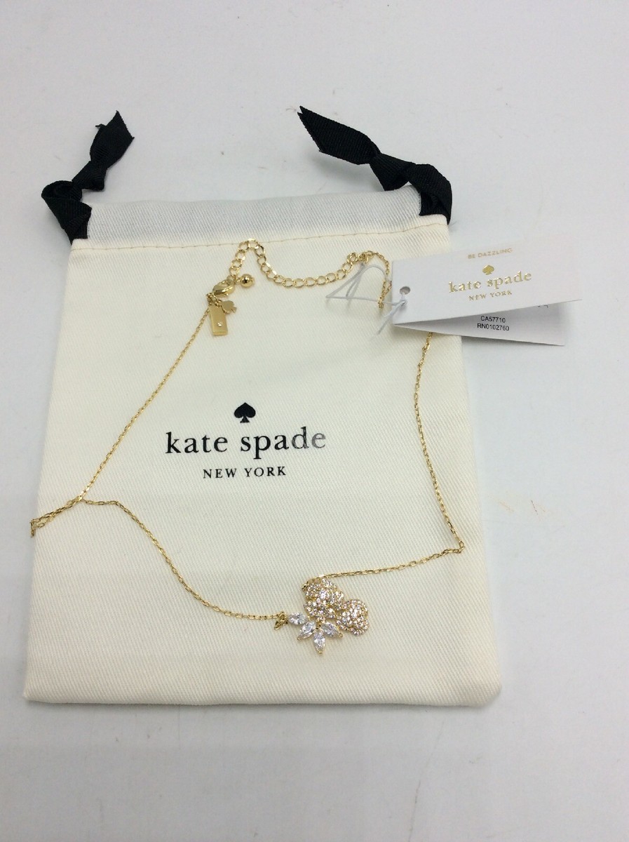 $78 Kate Spade gold tone crystal flower necklace THAT