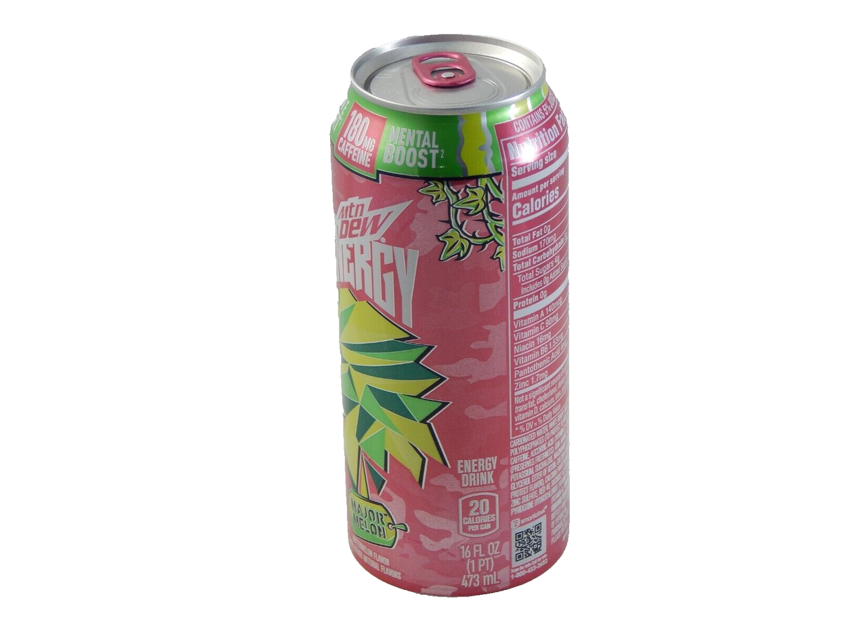 Mountain Dew Energy Major Melon 16oz Can 180 MG Caffeine Brand New