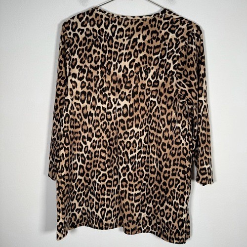 Top de algodón Pima Chico’s para mujer nuevo con etiquetas talla 2 (grande) con patrón de guepardo - Imagen 4 de 10