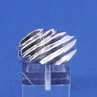 Size 9, vtg Sterling silver handmade ribbed ring, 925 statement ring w/ wave