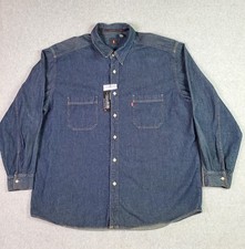 Vintage Levi's Denim Shirt Mens 2XL Blue Button Up Long Sleeve Red Tab 90s