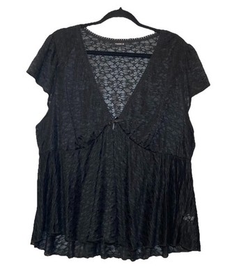 Torrid Black Stretch Lace Babydoll Top Plus 3X Size 3 Shimmer Fairy Grunge