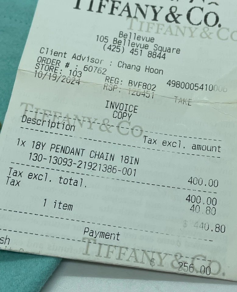 Collar de cadena de oro amarillo de 18 quilates Tiffany & Co. eslabones pequeños de 18" Foto 4 de 4