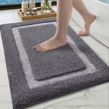 36x24 Inch Gray Extra Soft Absorbent Microfiber Bath Rug NonSlip Washable