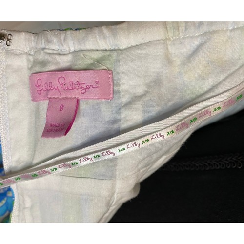 Abito floreale Lilly Pulitzer Halter blu verde e giallo taglia 8 - Foto 8 di 9