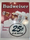 Budweiser Lager Beer .25 Man Cave Tin Metal Sign 12”x16” Vintage Look Brand New