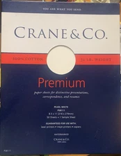 Crane & Co Premium Acid Free White 50 Sheets 8.5 x 11 Watermarked