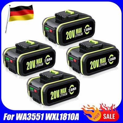 2X 4X 20V MAX 7,0Ah Akku Für Worx Ersatzakku WA3553 WA3556 WA3551