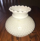 Large Vintage Hobnail Milk Glass Shade 6 3/4" Fitter With Ruffled Top
