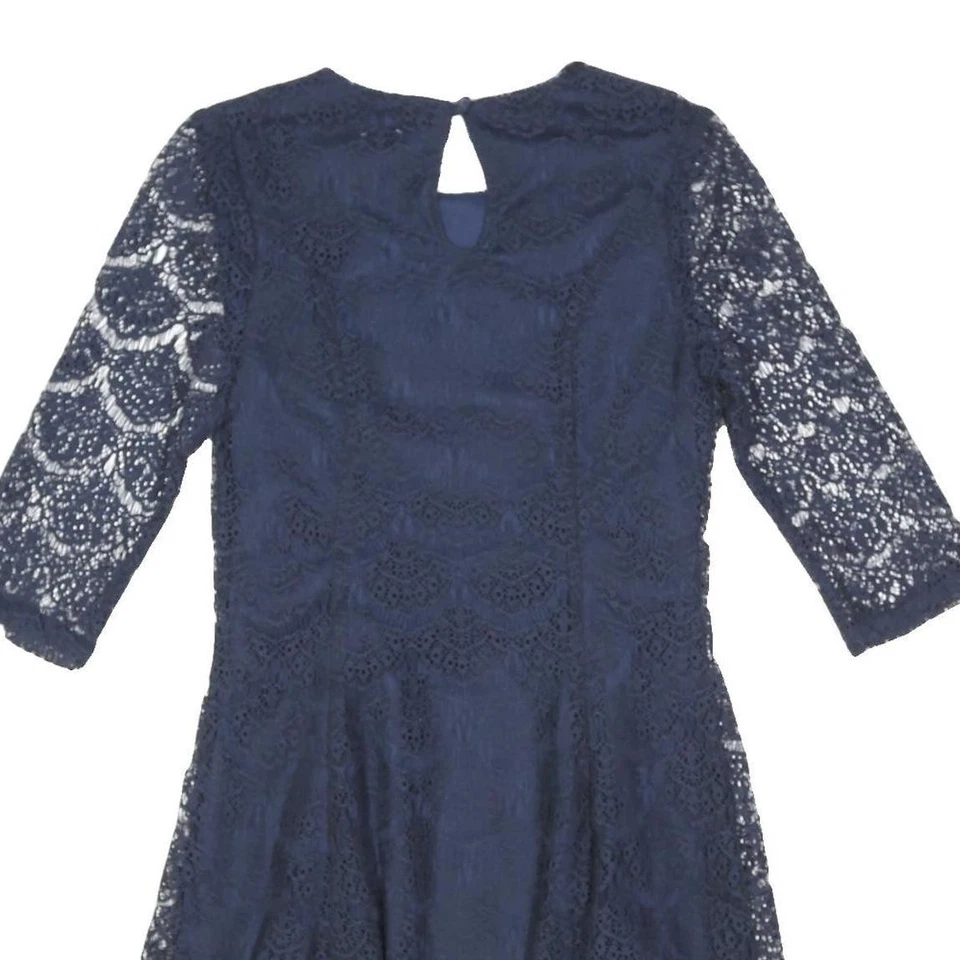 F&F Robe Bleu Marine Fille Dentelle Manches 3/4 Longueur Mi-Mollet 11-12Y - Photo 4/4
