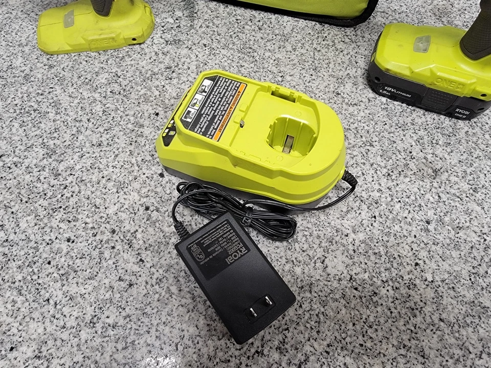 Ryobi 2-Tool Combo Kit, Cordless Li-Ion 18V Max Drill & Impact Driver Set - Image 2 of 4