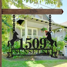 Custom Horse Address Plaque Metal Sign for Rustic Farm Outdoor Home Decor