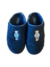 POLO RALPH LAUREN Charlotte Bear Women's Fleece Scuff Slippers Size 6 Black