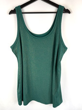 Torrid Green Gold Shimmer Super Soft Ribbed Sleeveless Round Neck Tank Size 3