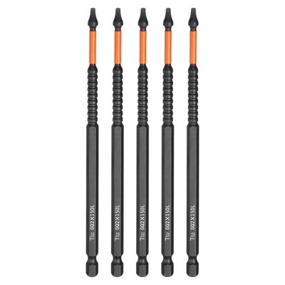 5pcs 1/4'' Hex Shank SQ2 Magnetic Head 6'' Length Square Head Screwdriver Bits