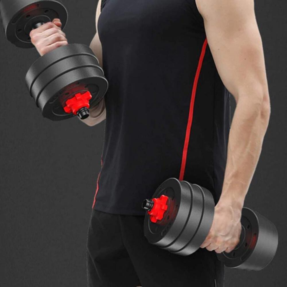 KIT MANUBRI BILANCIERE DUMBBELL SET PESI REGOLABILI COMPONIBILI DA PALESTRA 30KG foto 4