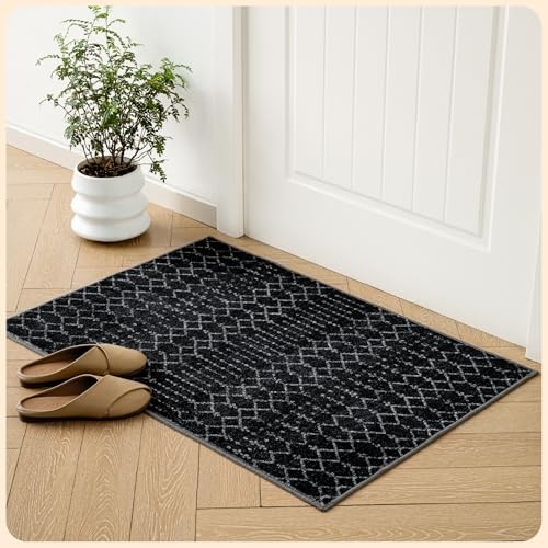 2x3 Area Rug - Boho Rugs for Living Room 2x3 - Foldable Small Rugs 2X3 Black