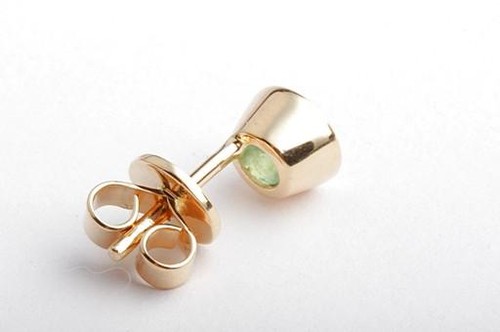 Emerald Earrings Ear Stud 0,92ct Round Cut 750 18K Yellow Gold New Columbia - Picture 4 of 8