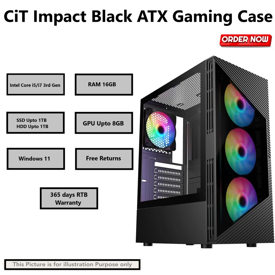 Gaming PC Bundle i7 Quad Nvidia RTX 3050 16GB RAM 1TB SSD | HDD Windows 11 WiFi - Image 2 of 4