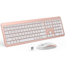 Rose Gold Wireless Keyboard Mouse Combo Full Size 2.4G Adjustable DPI Set