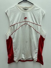 VTG Y2K Nike Center Swoosh Basketball Jersey Mens XL Red White Mesh Sleeveless