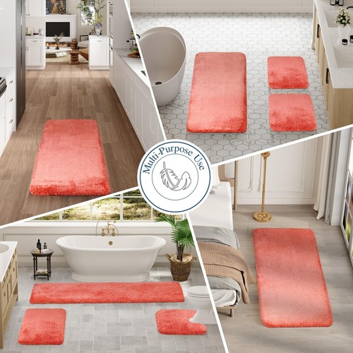 Walensee Bathroom Contour Rug (20x24, Living Coral) Non Slip Bath Mats for - 第 9/9 張圖片