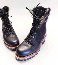 Vintage Chippewa Men's Black Lace up 8 Inch 2941 Boots 9D