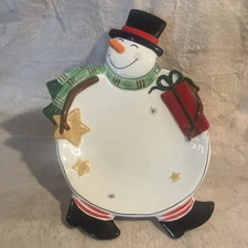 Fitz and Floyd “Holiday Wishes” Christmas Snowman  Canapé Plate 10”