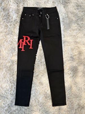 AMIRI Black Skinny Jeans Red Letters Accents Size 36