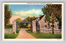 Fort Ticonderoga NY-New York, Entrance Lodge, Antique, Vintage Souvenir Postcard