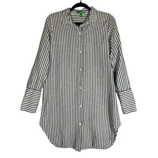 J Crew ReImagined Classic-Fit Beach Tunic Shirt Sz S Striped Linen Cotton Preppy