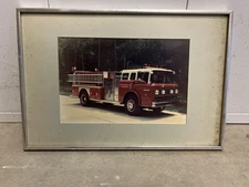 Vintage Original Statesville NC Fire Dept  Pumper Fire Truck Framed Picture