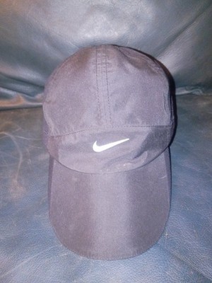 Vintage Nike Featherlight Tailwind Cap Hat Black White Dri Fit 7 Panel Running